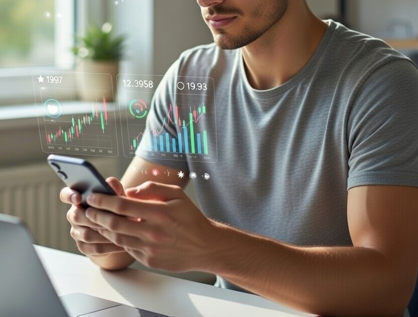 Retail investor viewing stock market data on a smartphone
